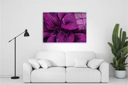 Mor Yapraklar Cam Tablo 50x70 Cm