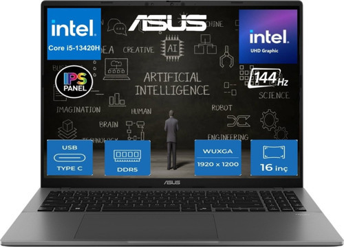 Vivobook S16 S3607VA Intel Core I5 13420H 24GB Ram 512GB SSD Windows 11 Pro 16" 144Hz Wuxga Yapay Zeka Destekli Taşınabi
