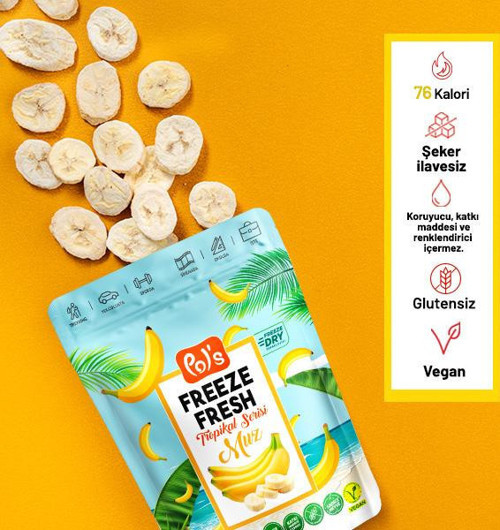 Pol's Freeze Fresh Dondurularak Kurutulmuş Muz 20 gr