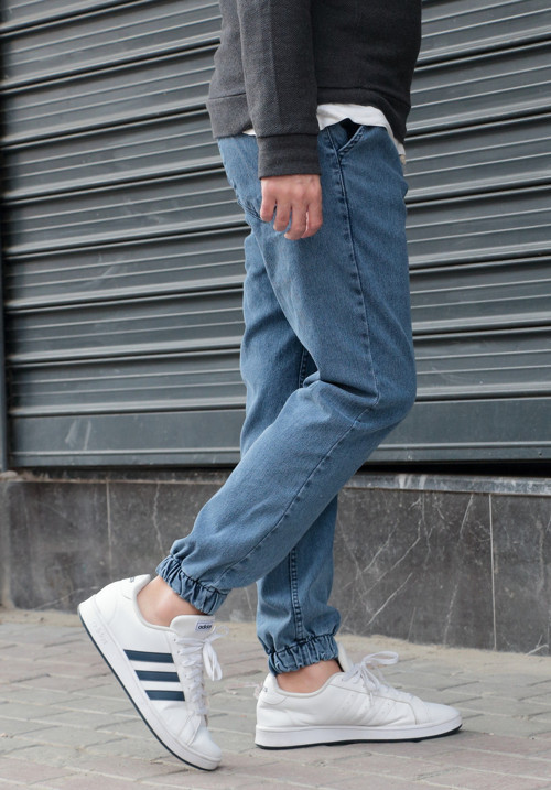 Erkek Jogger Kot Pantolon – Lastikli Bel & Paça, Yıkamalı Denim