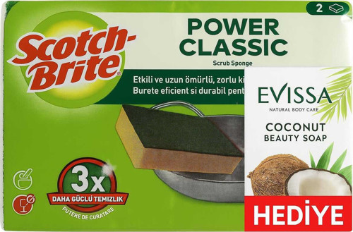 Power Classic Bulaşık Süngeri Yeşil 4'Lü Oluksuz Düz Klasik X 2 Paket
