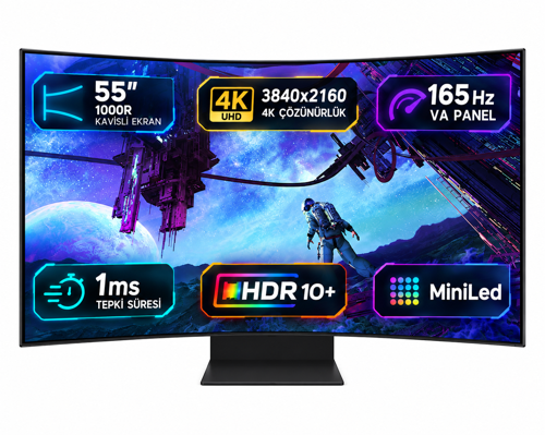 Odyssey Ark LS55CG97WNUXUF 55 inç UHD 165Hz 1ms Pivot Asansör Kavisli Gaming Hub Monitör