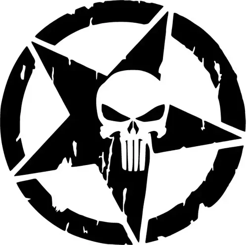 Army Star Punisher - Araç, Oto, Laptop, Duvar Uyumlu Sticker 40*40 Cm