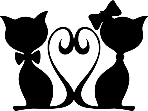 Aşık Kediler - Araç, Oto, Laptop, Duvar Uyumlu Sticker 20*14 Cm