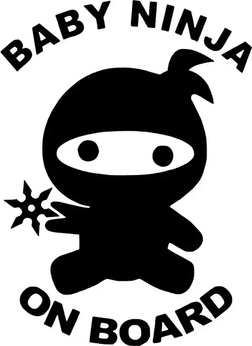Baby Ninja On Board - Araç, Oto, Laptop, Duvar Uyumlu Sticker 15*19 Cm