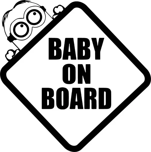 Baby on Board Minions - Araç, Oto, Laptop, Duvar Uyumlu Sticker 25*25 Cm