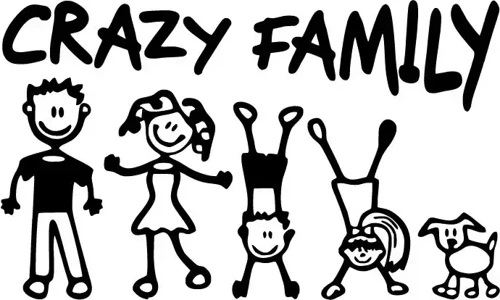 Crazy Family - Araç, Oto, Laptop, Duvar Uyumlu Sticker 15*9 Cm