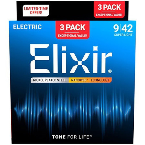 Nanoweb 3’lü Paket Elektro Gitar Teli (09-42)