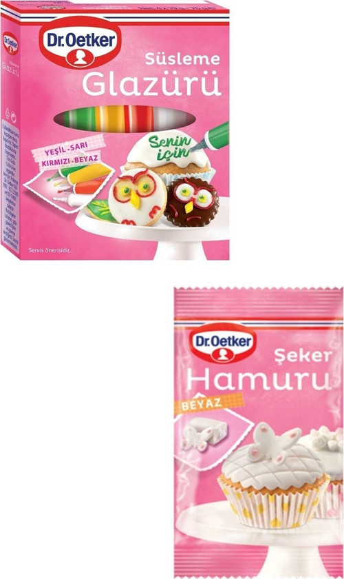 Süsleme Glazürü ( 76 G. ) + Beyaz Şeker Hamuru ( 200 G. )