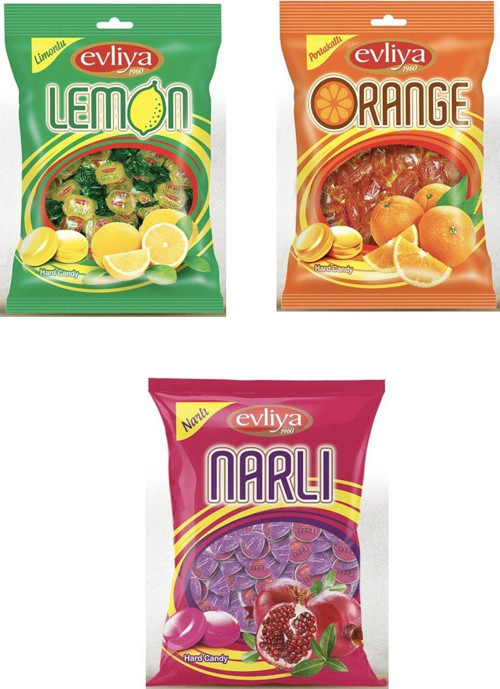 3'lü Sert Şeker (limonlu, Portakallı, Narlı)