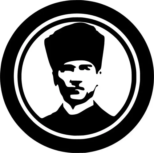 Kemal Atatürk Yuvarlak - Araç, Oto, Laptop, Duvar Uyumlu Sticker 25*25 Cm