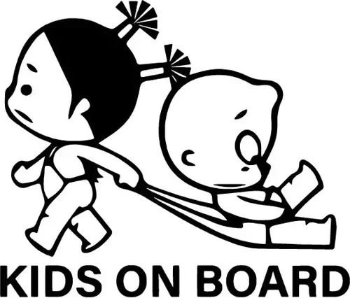 Kids On Board - Araç, Oto, Laptop, Duvar Uyumlu Sticker 20*18 Cm