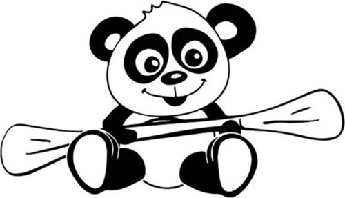 Kürek Çeken Panda Oto Motor Laptop Duvar Folyo Sticker 15 x 7