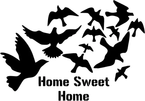 Kuşlar ve Sweet Home - Araç, Oto, Laptop, Duvar Uyumlu Sticker 30*21 Cm