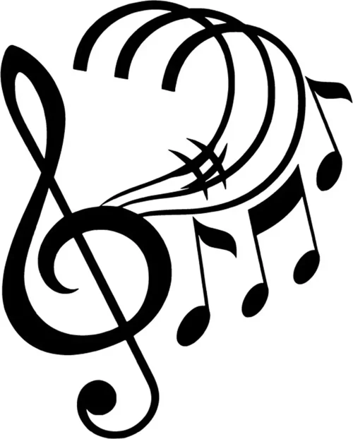 Müzik ve Notalar - Araç, Oto, Laptop, Duvar Uyumlu Sticker 30*36 Cm