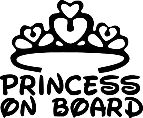 Princess on Board - Araç, Oto, Laptop, Duvar Uyumlu Sticker 25*20 Cm