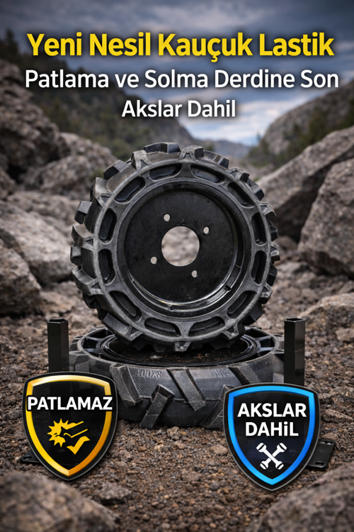 DALAZ, FIRTNA FTN310 ÇAPA MAKİNASI UYUMLU DOLGU TEKER,PATLAMAZ LASTİK 400X8 AKİSLİ YENİ NESİL