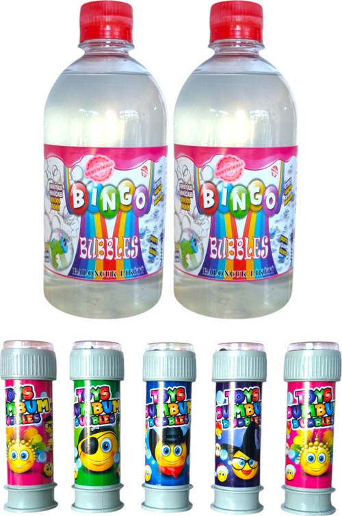 5 Adet 50Ml Üflemeli Köpük Oyunu + 2 Adet 500Ml Baloncuk Likiti