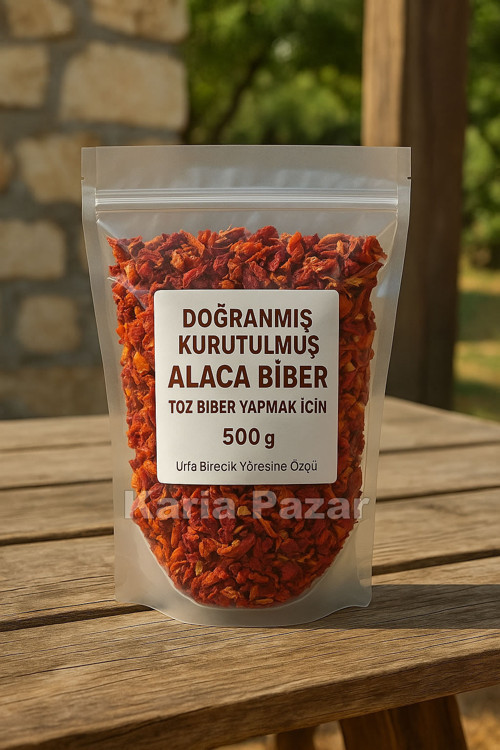 Doğranmış Kurutulmuş Alaca Biber 500g | Toz Biber Yapmak İçin | Orta Acı