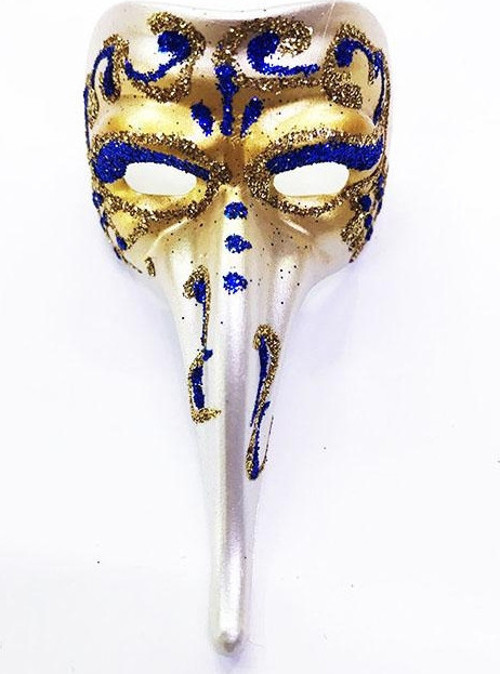 Venedik Uzun Maske Magnet - Koyu Mavi İşlemeli Seramik