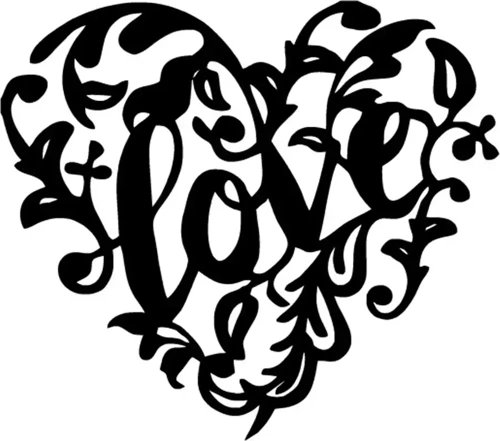 Yapraklı Love - Araç, Oto, Laptop, Duvar Uyumlu Sticker 15*12 Cm