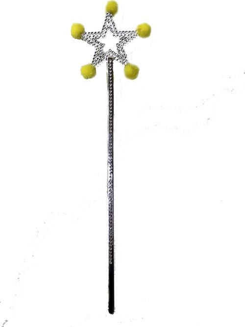 Yıldızlı Ponponlu Peri Asası (35 cm) - Sarı