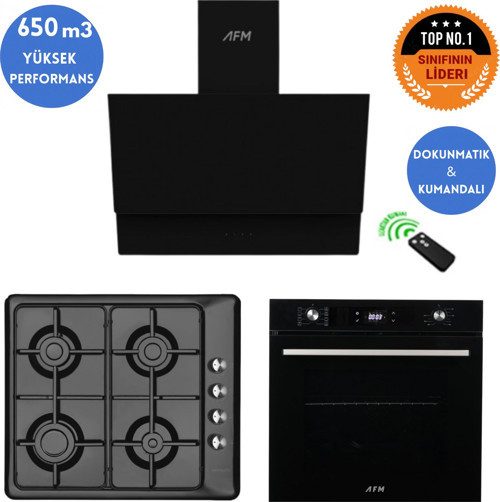 ve AFM TECH Markalı /Blackons Turbolu Siyah Ankastre Set ( 31 222 + FM7700 + FM3400 )