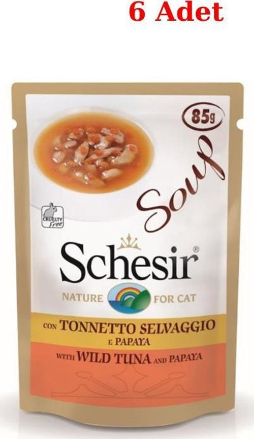 Ton Balıklı ve Papayalı Tahılsız Yetişkin Kedi Çorbası 85 Gr 6 Adet