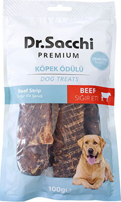Dr.Sacchi Premium Sığır Eti Şeritli Tahılsız Köpek Ödülü 100 Gr