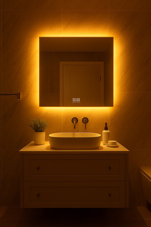Buğu Çözücü Dokunmatik Işıklı Kare Banyo Aynası (60-80Cm)