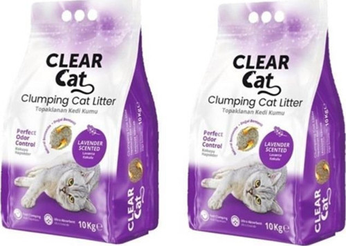 ClearCat Lavantalı Topak Bento Kedi Kumu İnce 10 Lt *2 adet