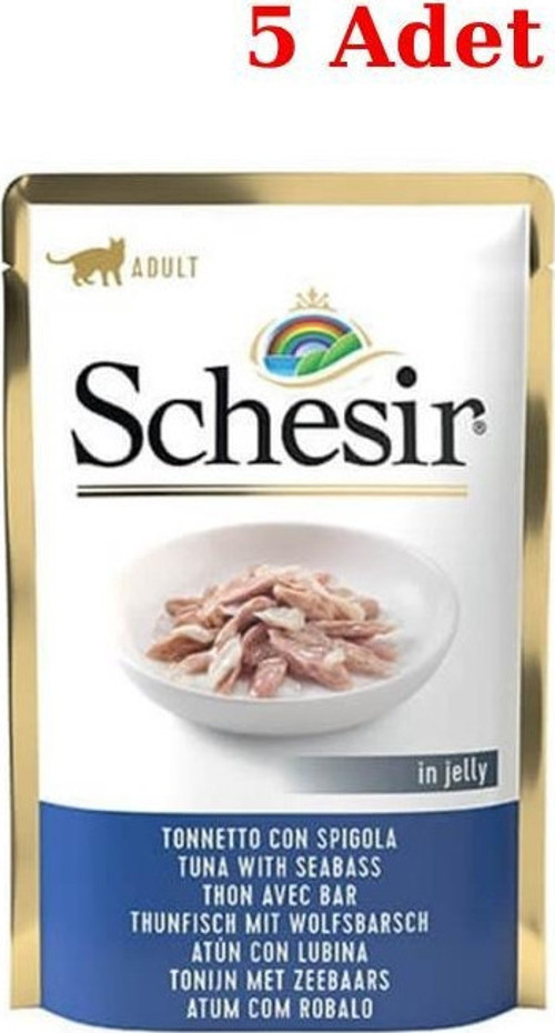 Pouch Ton Balıklı ve Levrekli Jöleli Kedi Yaş Maması 85 gr 5 Adet