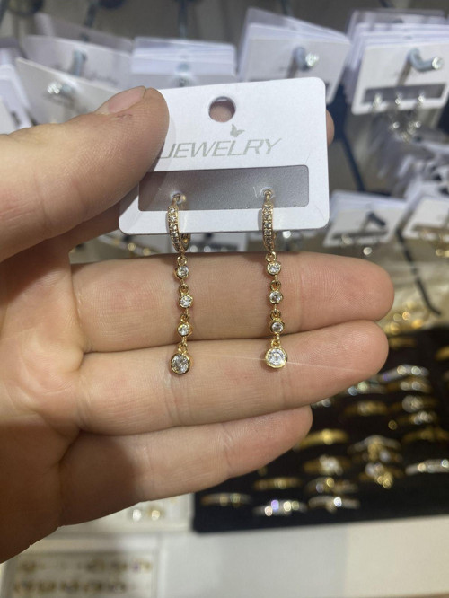 Kadın Altın Kaplama Zirkon Taşlı Küpe