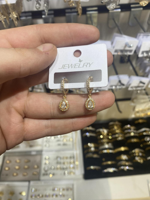 Kadın Altın Kaplama Zirkon Taşlı Küpe
