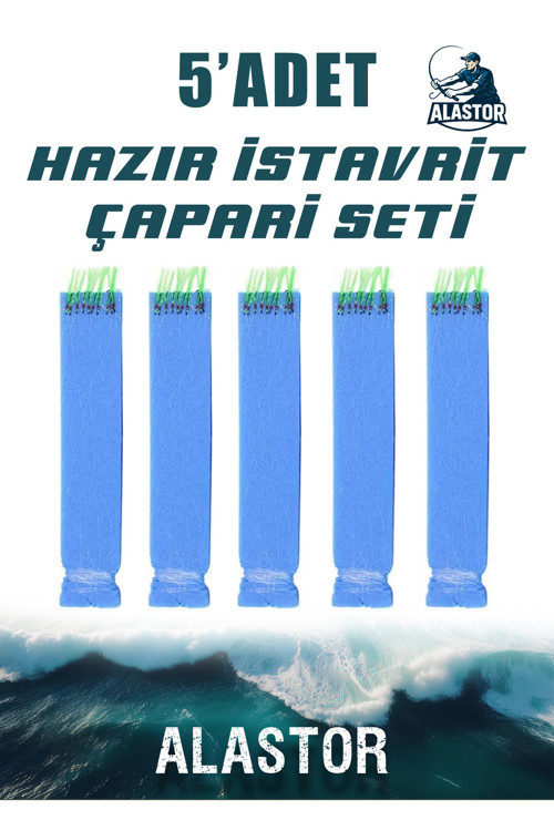 Hazır 5'Li Çapari Seti 10 İğneli İstavrit Köpük Çapari Olta İğnesi
