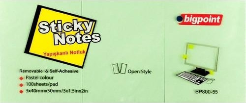 Yapışkanlı Not Kağıdı 3 Lü 40X50 Mm Yeşil Bp800-55 (4 Lü Paket)