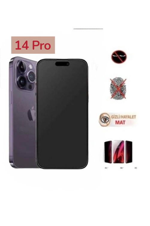 Iphone 14 Pro Mat Hayalet Ekran Gizli Privacy Tam Kaplayan Kırılmaz Cam Seramik Ekran Koruyucu