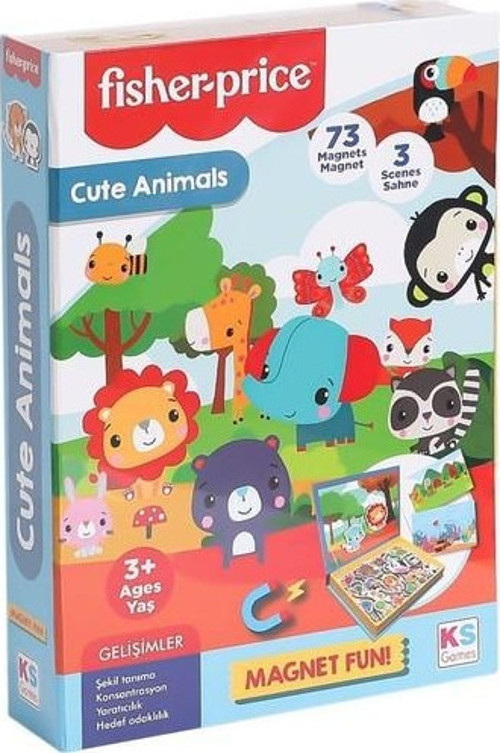 Puzzle Fisher-Price Baby Puzzle Cute Animals 3 Ayrı Sahne ve 73 Magnet FP13408