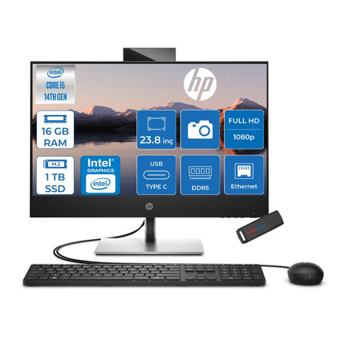 Proone 440 G9 Intel® Core™ I5-14500T 4,8ghz 16GB Ddr5 1tb SSD Amd Intel® UHD Grafik Kartı 770 23.8" Fhd (1920 x 1080), IPS Freedos All-In-One Bilgisayar C9YL1ATF03+ZETTAÇANTA
