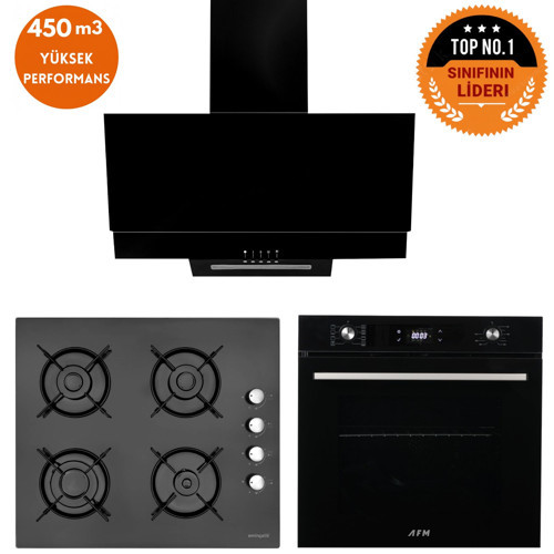 ve AFM TECH Markalı / Delta Dijital Turbolu Siyah Ankastre Set (12 225 + FM7700+ FM3250)