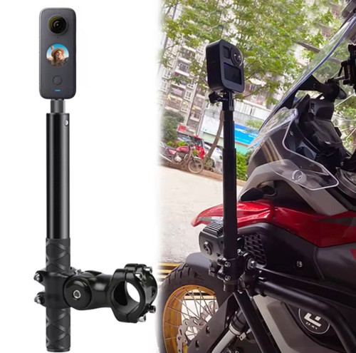 Tüm Aksiyon Kameralara Uyumlu Invisible Selfie Çubuğu (Görünmez) ve Motosiklet Bağlantı Aparatı