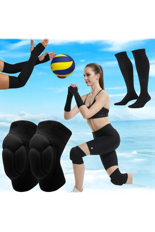 Yetişkin Voleybol Dizliği Voleybol Elliği Voleybol Çorabı Kapartma Sünger Destekli 3'Lü Set