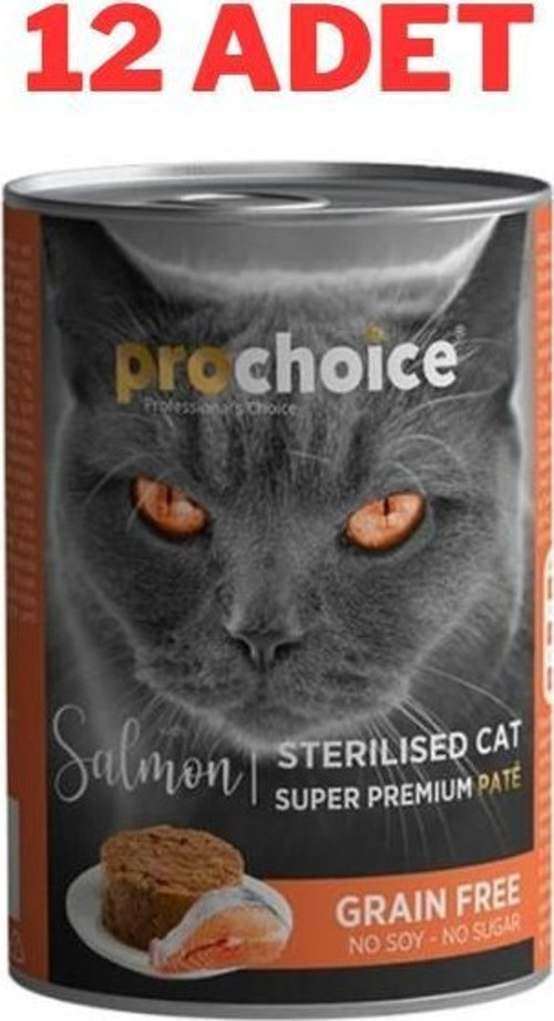 Adult Cat Sterilised Salmon Pate Kedi Konservesi 12 x 400 gr