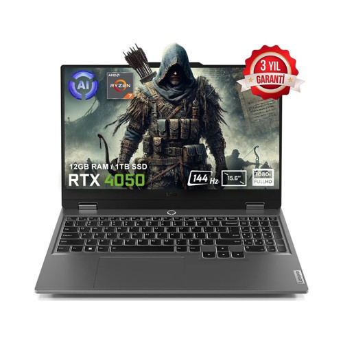 Loq 15ARP9 83JC00E3TR FR72 Amd Ryzen 7-7435HS 32 GB Ddr5 512 GB SSD RTX4050 6gb 105W 15.6" 144Hz Fhd Windows 11 Pro Gami