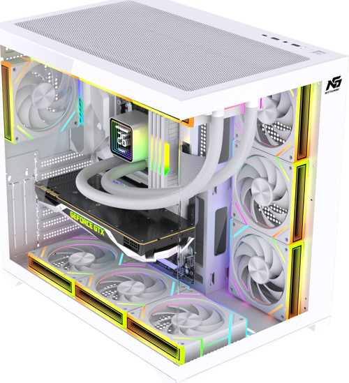 Alpha Neon 750W 80+ Bronze Power 7x ARGB Fan Kumanda ve Kontrolcü ATX Boş Bilgisayar Kasası Beyaz