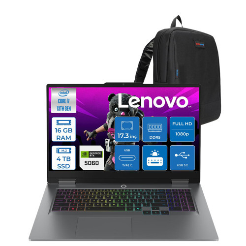 Loq 17IRX10 Intel Core I7 13700HX 16GB Ddr5 4tb SSD RTX5060 8gb 115W Freedos 17.3 Inç Fhd (1920X1080) IPS 300NITS 165HZ 100% Srgb Taşınabilir Bilgisayar W83JH009UTRF04 + Zetta Çanta