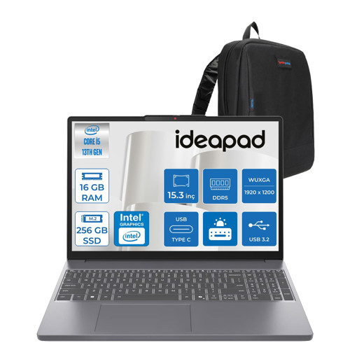 Ideapad Slim 3 15IRH10 Intel Core I5 13420H 16GB 256GB SSD Freedos 15.3" Wuxga (1920X1200) IPS 300NITS Taşınabilir Bilgisayar IP83K100Q0TRF01 + Zetta Çanta
