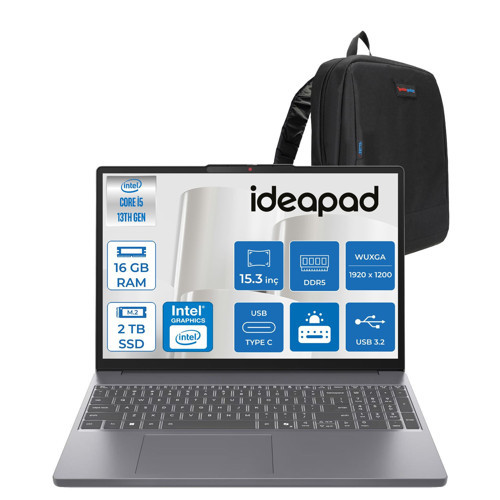 Ideapad Slim 3 15IRH10 Intel Core I5 13420H 16GB 1tb SSD + 1tb SSD Freedos 15.3" Wuxga (1920X1200) IPS 300NITS Taşınabilir Bilgisayar IP83K100Q0TRF04 + Zetta Çanta