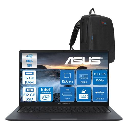 Expertbook B1 B1503CVA-C58G512B4D Intel Core 5 120U 16GB Ddr5 512GB SSD 15.6"fhd 300NITS (1920 x 1080) Freedos Taşınabilir Bilgisayar C58G512B4DF02+ZETTAÇANTA