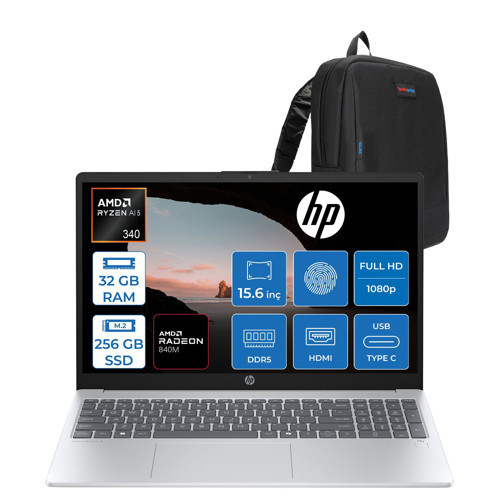 Omnibook 3 Next Gen Aı 15-FN0003NT Amd Ryzen™ Aı 5 340 32GB Ddr5 256GB SSD Amd Radeon™ 840M Grafik 15,6"fhd (1920 x 1080) Freedos Taşınabilir Bilgisayar BQ2C5EAF11+ZETTAÇANTA